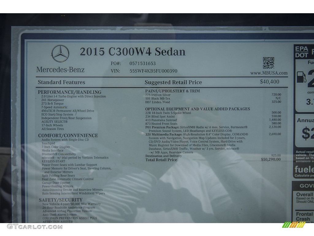 2015 Mercedes-Benz C 300 4Matic Window Sticker Photos
