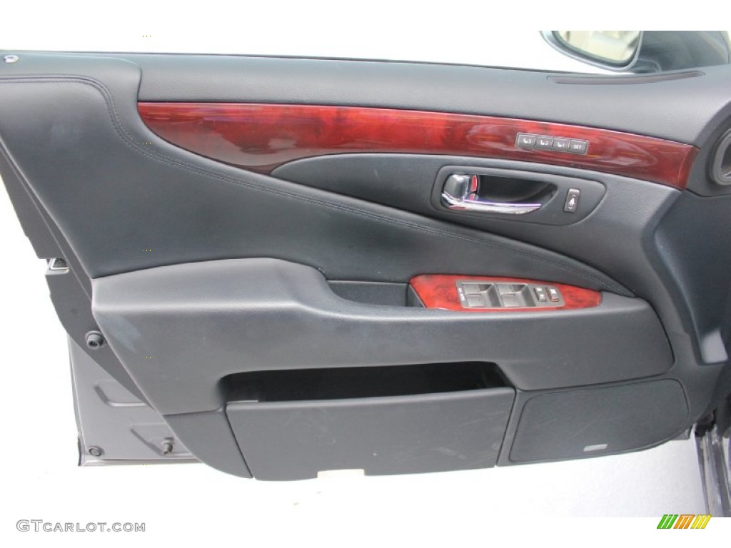 2012 Lexus LS 460 L Black/Medium Brown Walnut Door Panel Photo #96708940