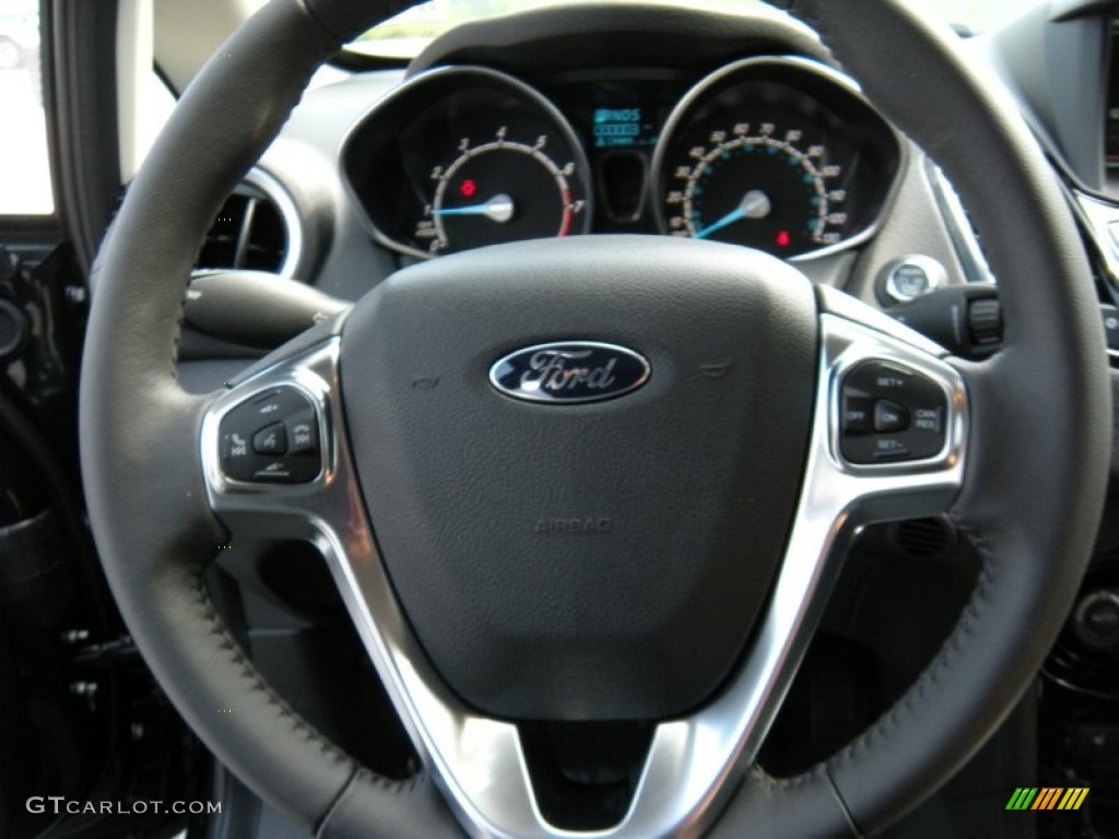 2015 Ford Fiesta Titanium Hatchback Charcoal Black Steering Wheel Photo #96713404