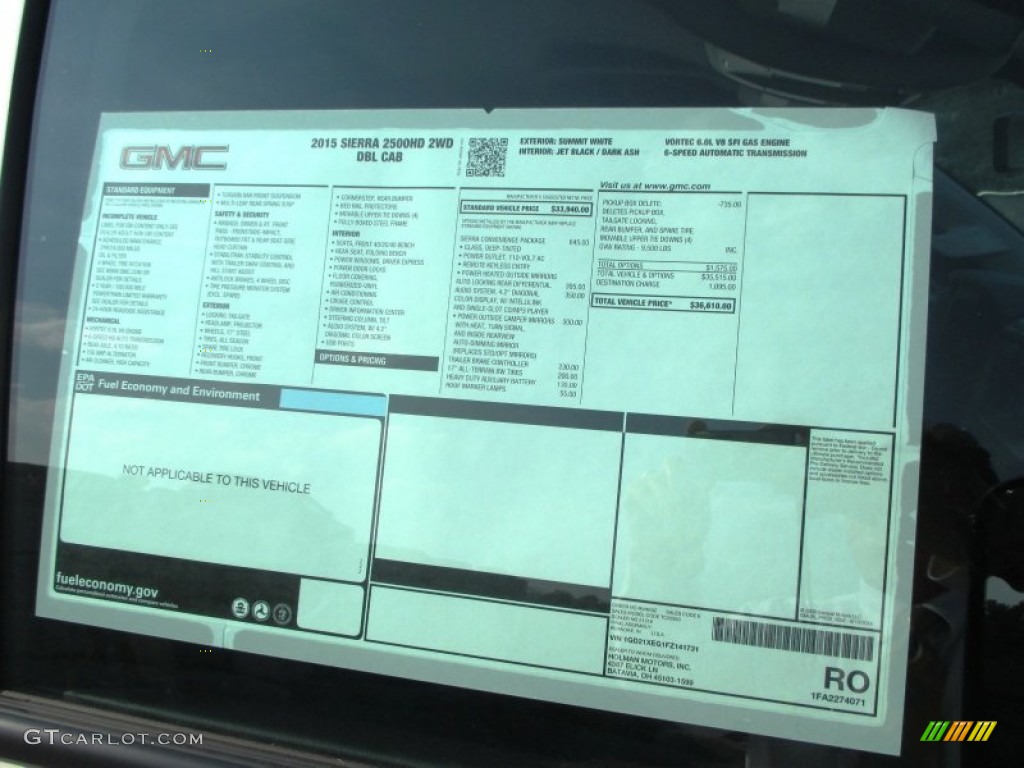 2015 GMC Sierra 2500HD Double Cab Chassis Window Sticker Photo #96713407