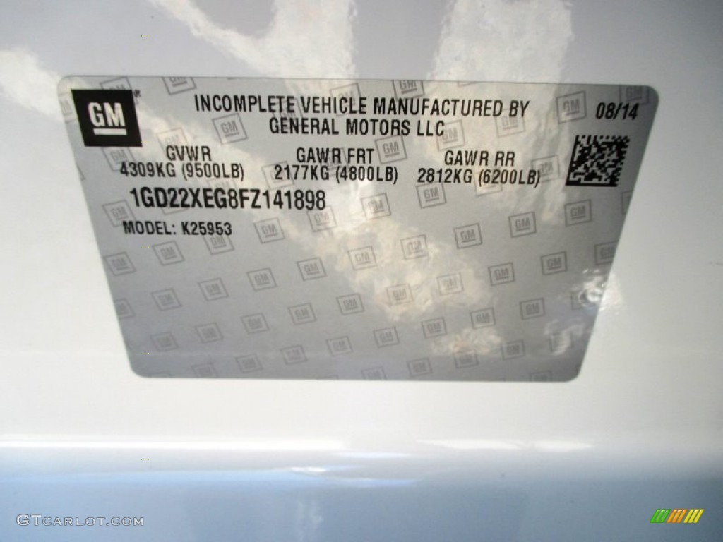 2015 GMC Sierra 2500HD Double Cab 4x4 Chassis Info Tag Photos