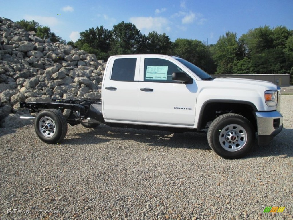 Summit White 2015 GMC Sierra 2500HD Double Cab 4x4 Chassis Exterior Photo #96713656