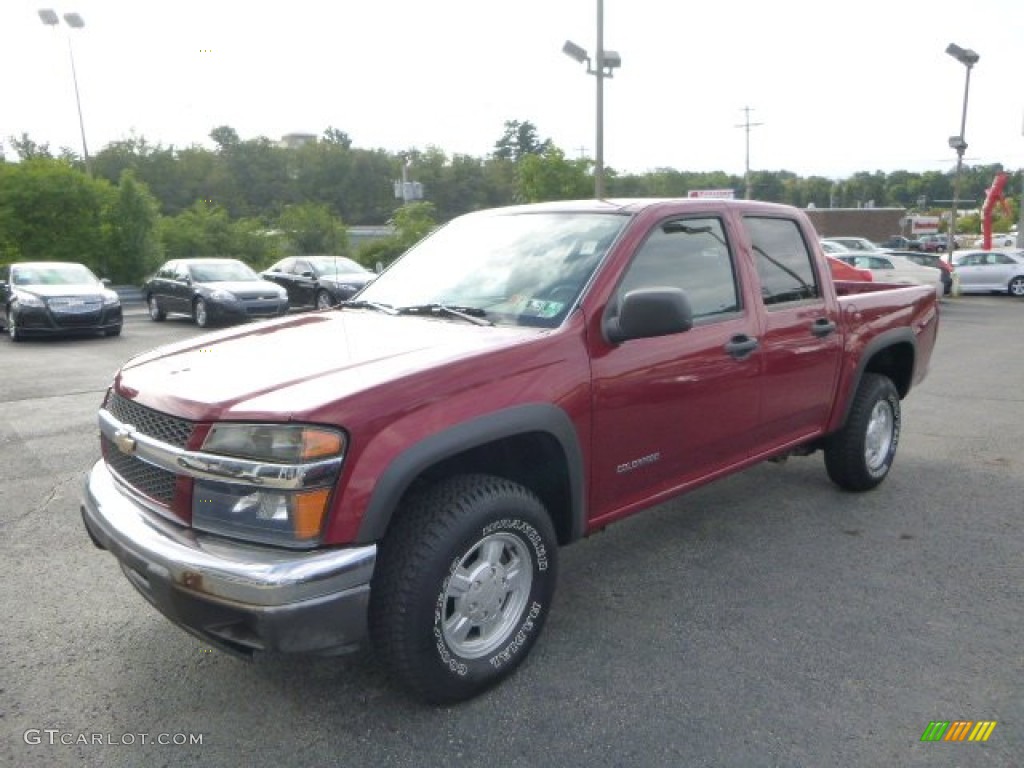 2004 Colorado LS Crew Cab 4x4 - Dark Cherry Red Metallic / Very Dark Pewter photo #1