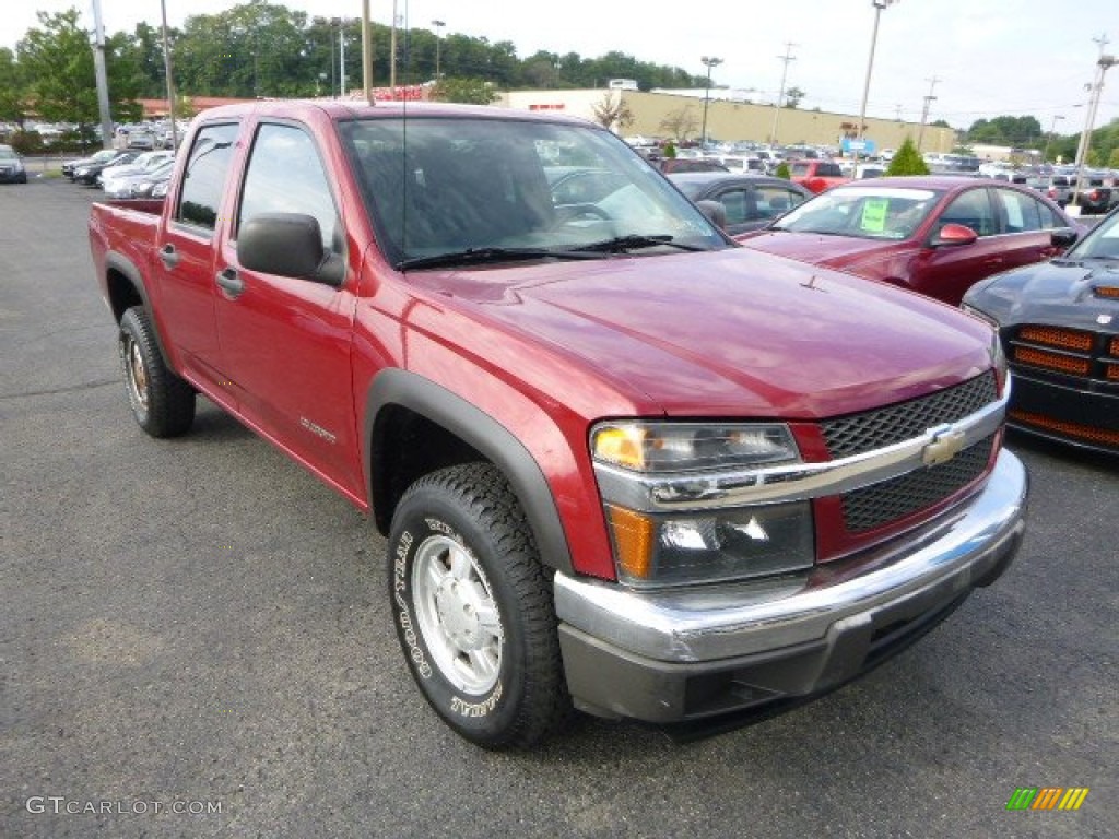 2004 Colorado LS Crew Cab 4x4 - Dark Cherry Red Metallic / Very Dark Pewter photo #5