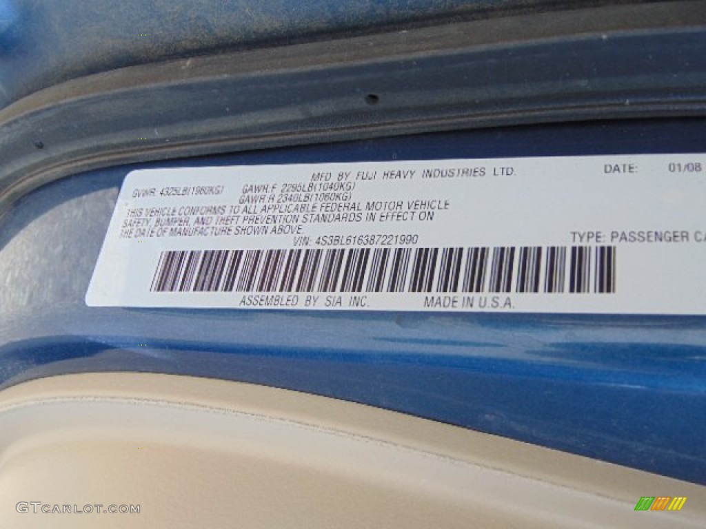 2008 Legacy 2.5i Sedan - Newport Blue Pearl / Warm Ivory photo #19
