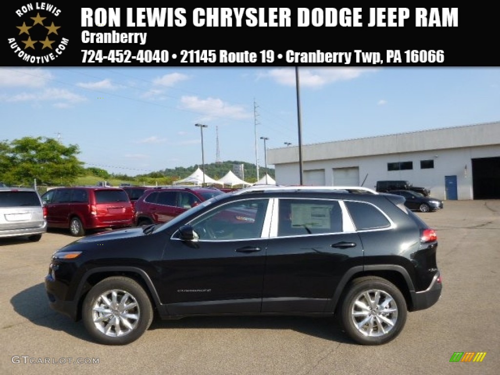 2015 Cherokee Limited 4x4 - Brilliant Black Crystal Pearl / Black/Light Frost Beige photo #1