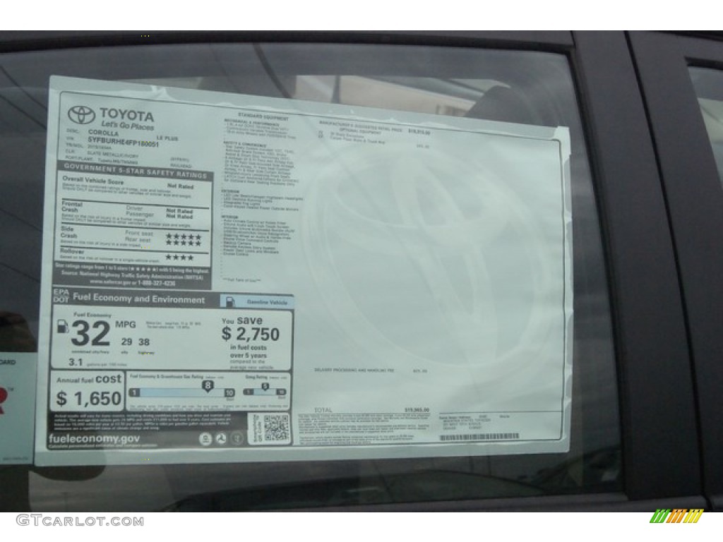 2015 Toyota Corolla LE Plus Window Sticker Photo #96738352