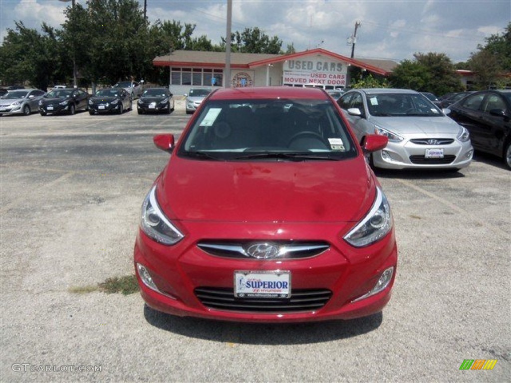 2014 Accent GLS 4 Door - Boston Red / Gray photo #2