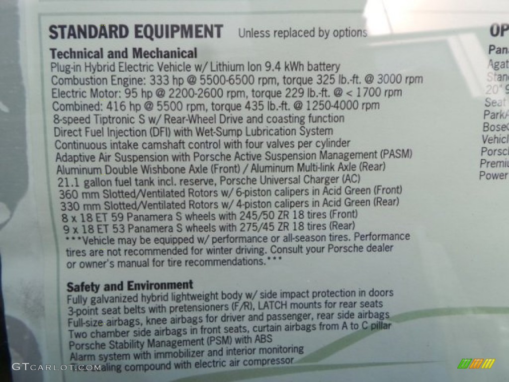 2015 Porsche Panamera S E-Hybrid Window Sticker Photo #96744211