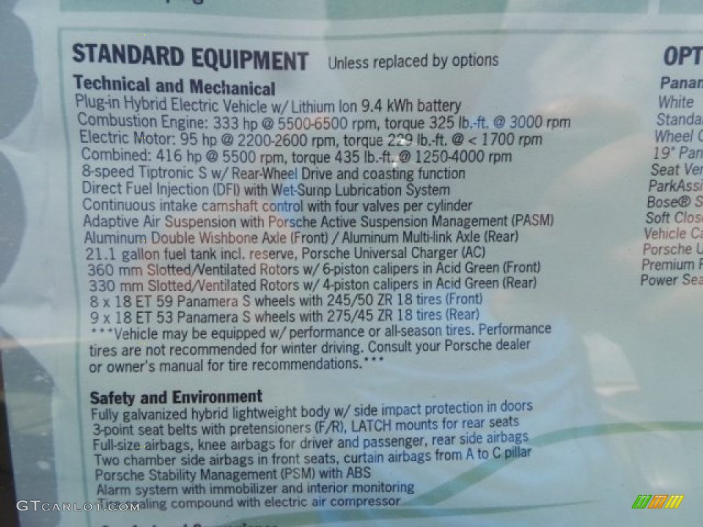 2015 Porsche Panamera S E-Hybrid Window Sticker Photo #96745060