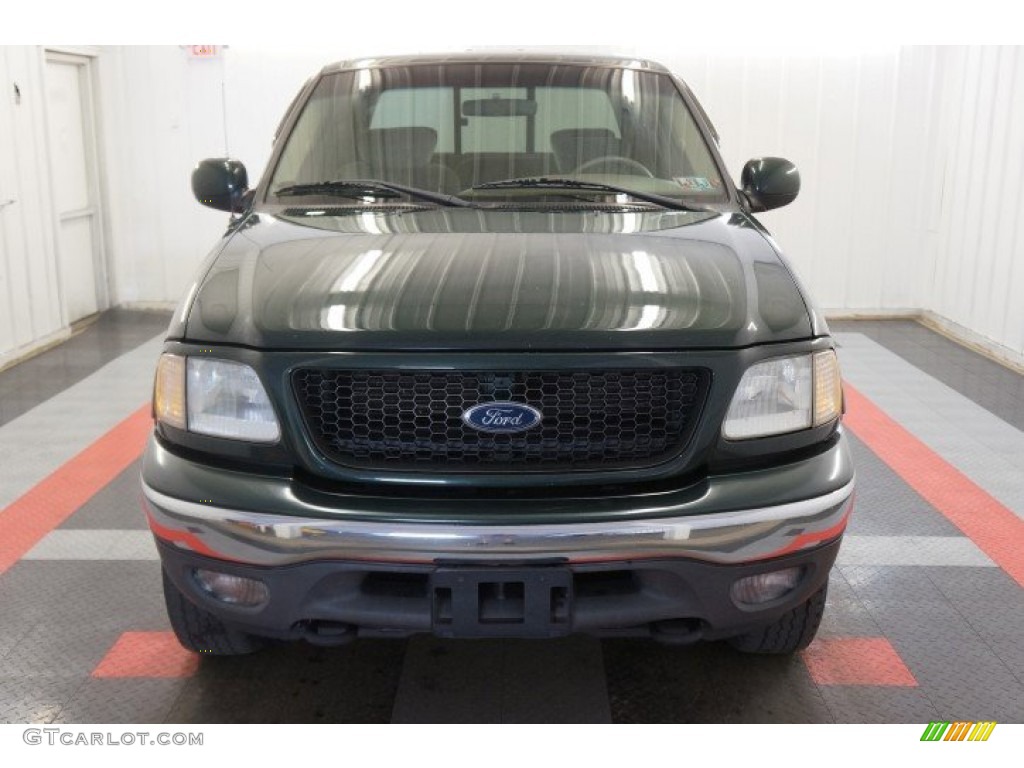 2002 F150 XLT SuperCrew 4x4 - Dark Highland Green Metallic / Medium Graphite photo #3