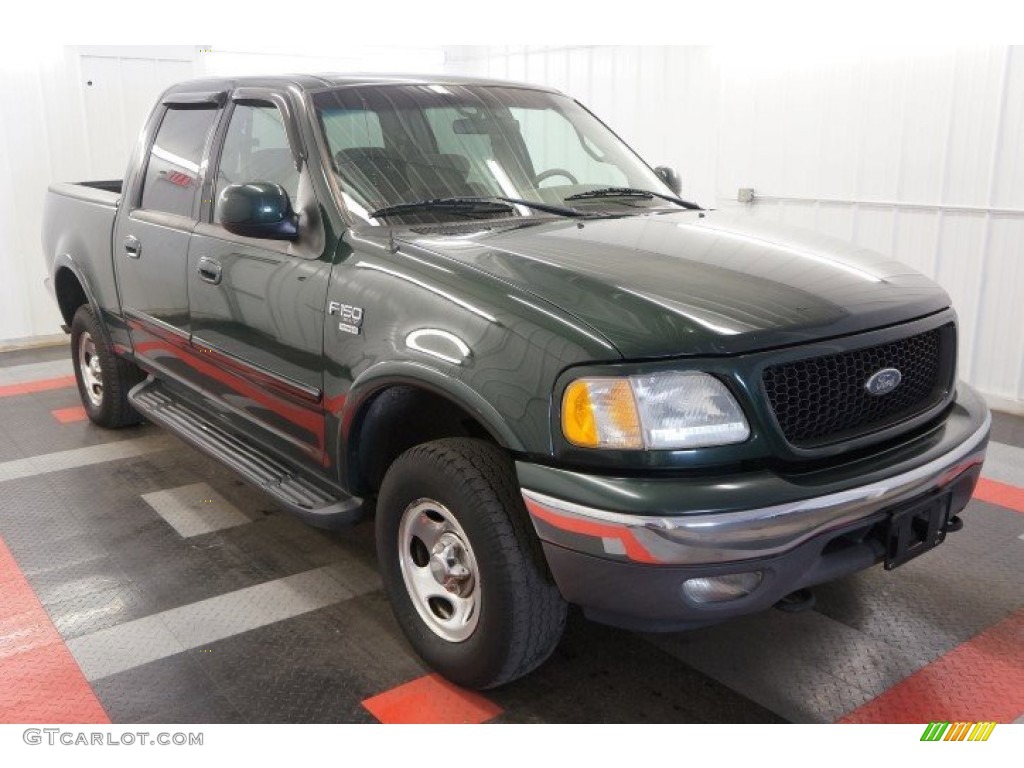 2002 F150 XLT SuperCrew 4x4 - Dark Highland Green Metallic / Medium Graphite photo #4