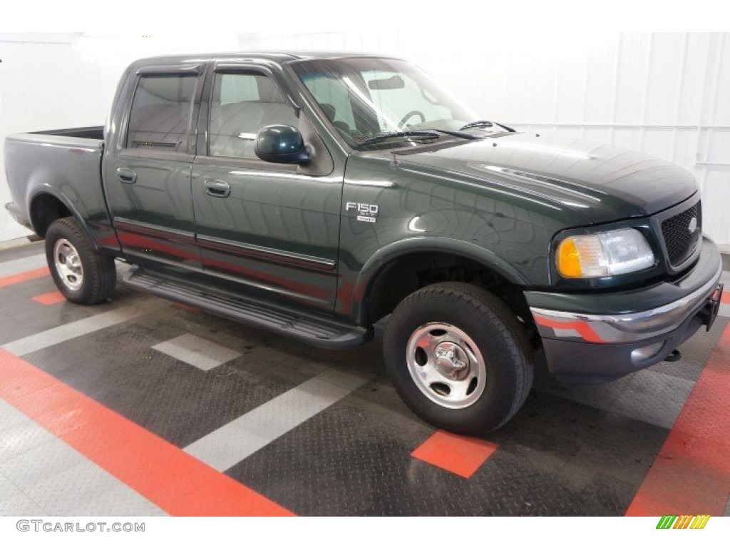2002 F150 XLT SuperCrew 4x4 - Dark Highland Green Metallic / Medium Graphite photo #5