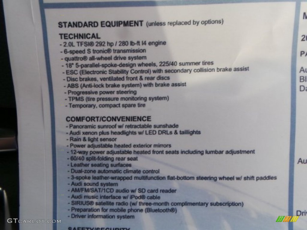 2015 Audi A3 2.0 Premium quattro Window Sticker Photo #96749806