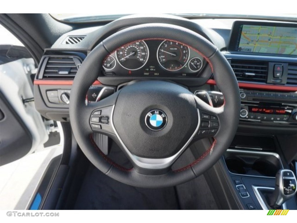 2015 BMW 4 Series 428i Coupe Black Steering Wheel Photo #96757501