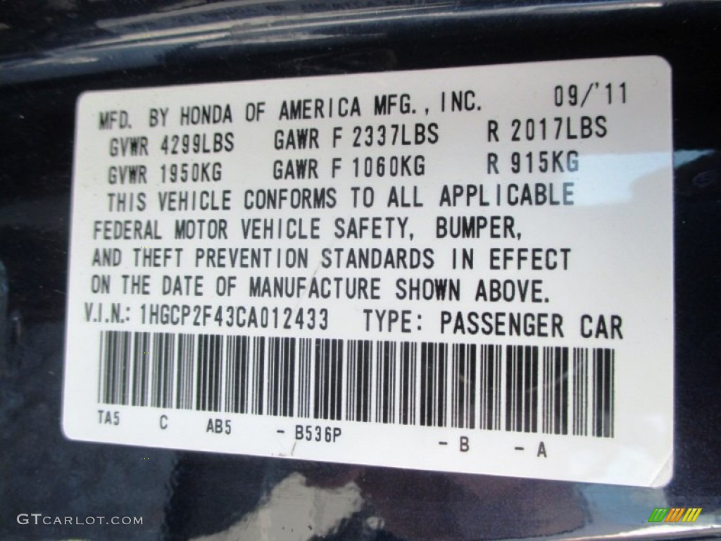 2012 Accord LX Premium Sedan - Royal Blue Pearl / Gray photo #4
