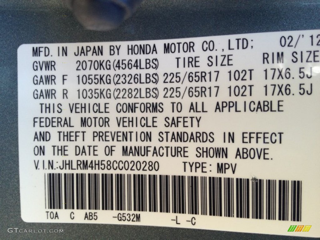 2012 CR-V EX 4WD - Opal Sage Metallic / Gray photo #17