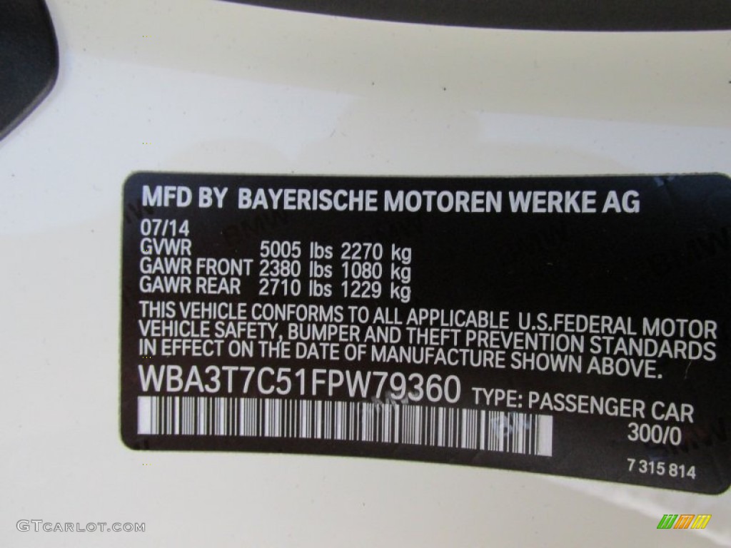 2015 4 Series Color Code 300 for Alpine White Photo #96771615