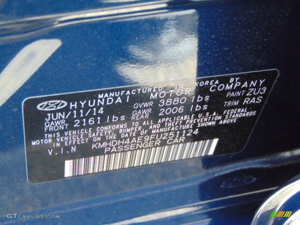 2015 Elantra SE Sedan - Windy Sea Blue / Gray photo #15