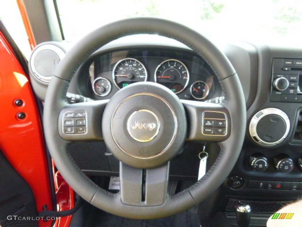 2015 Jeep Wrangler Unlimited Sahara 4x4 Black Steering Wheel Photo #96778815