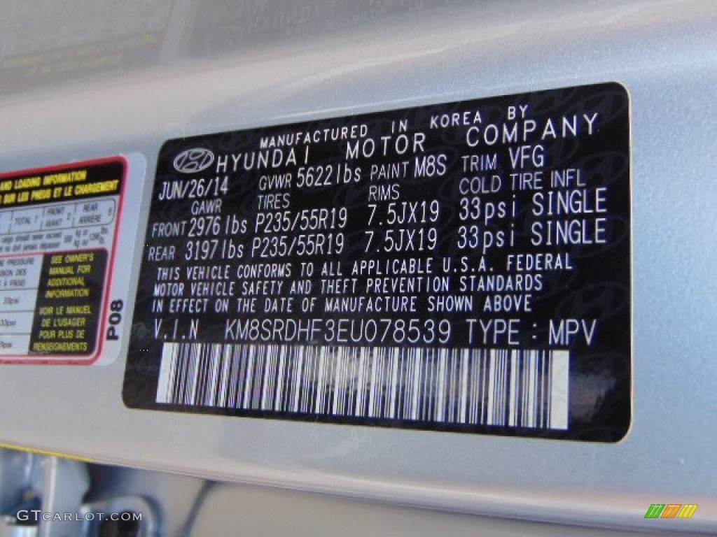 2014 Santa Fe Color Code M8S for Circuit Silver Photo #96779808