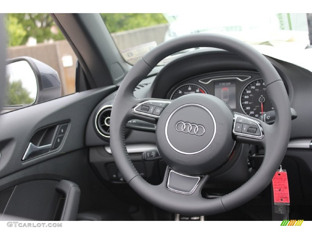 2015 Audi A3 1.8 Premium Plus Cabriolet Black Steering Wheel Photo #96811286