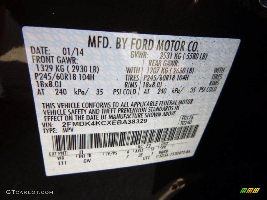 2014 Ford Edge Limited AWD Color Code Photos