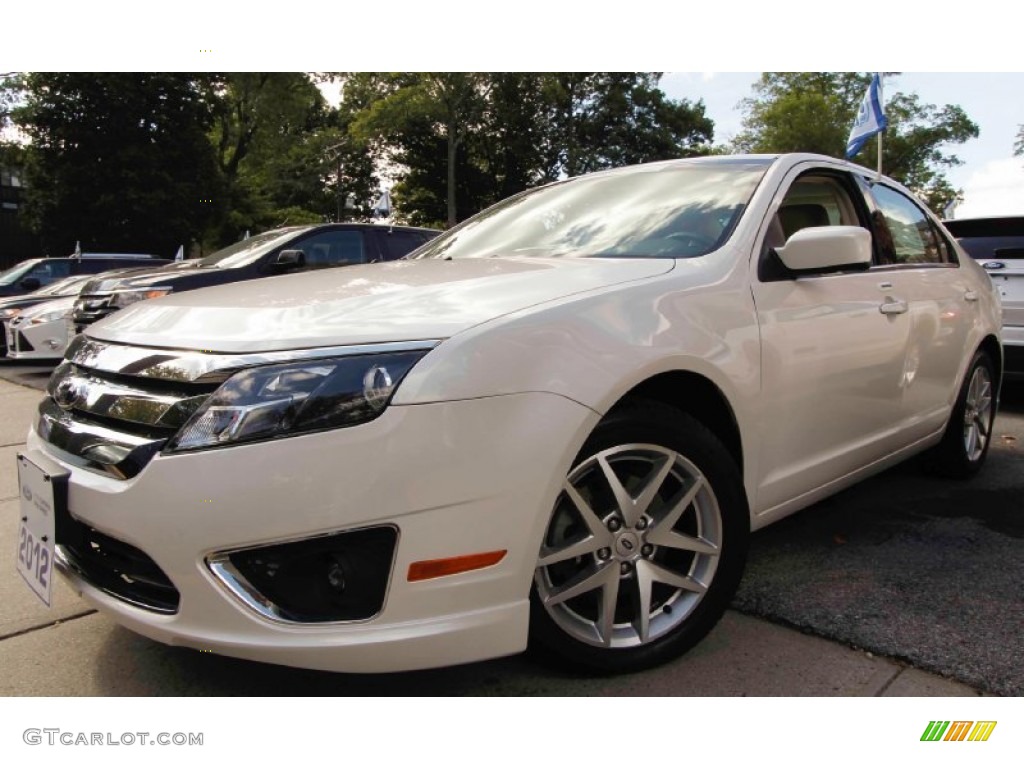 2012 Fusion SEL V6 - White Platinum Tri-Coat / Medium Light Stone photo #1