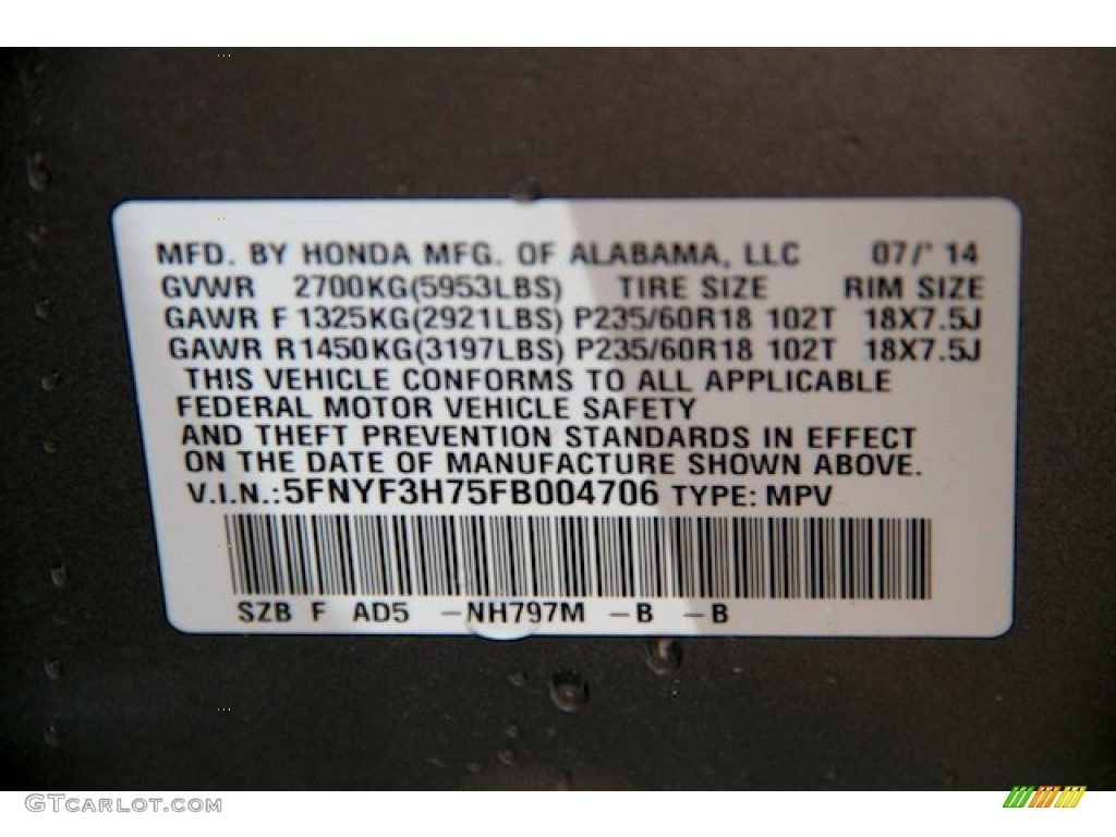 2015 Pilot EX-L - Modern Steel Metallic / Gray photo #23