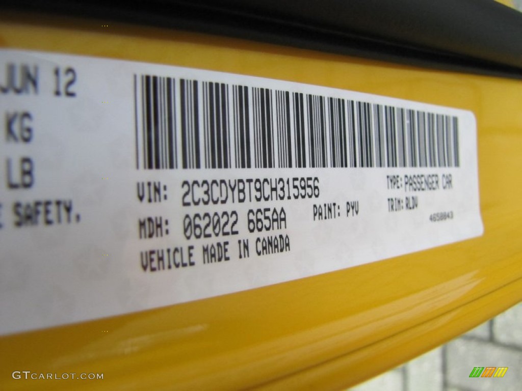 2012 Dodge Challenger R/T Classic Color Code Photos