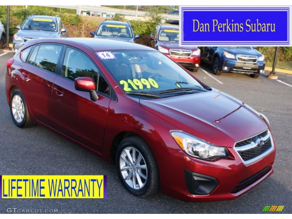 2014 Impreza 2.0i Premium 5 Door - Venetian Red Pearl / Black photo #1