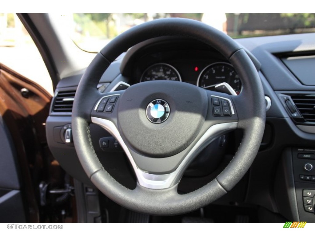 2014 BMW X1 xDrive28i Black Steering Wheel Photo #96889543