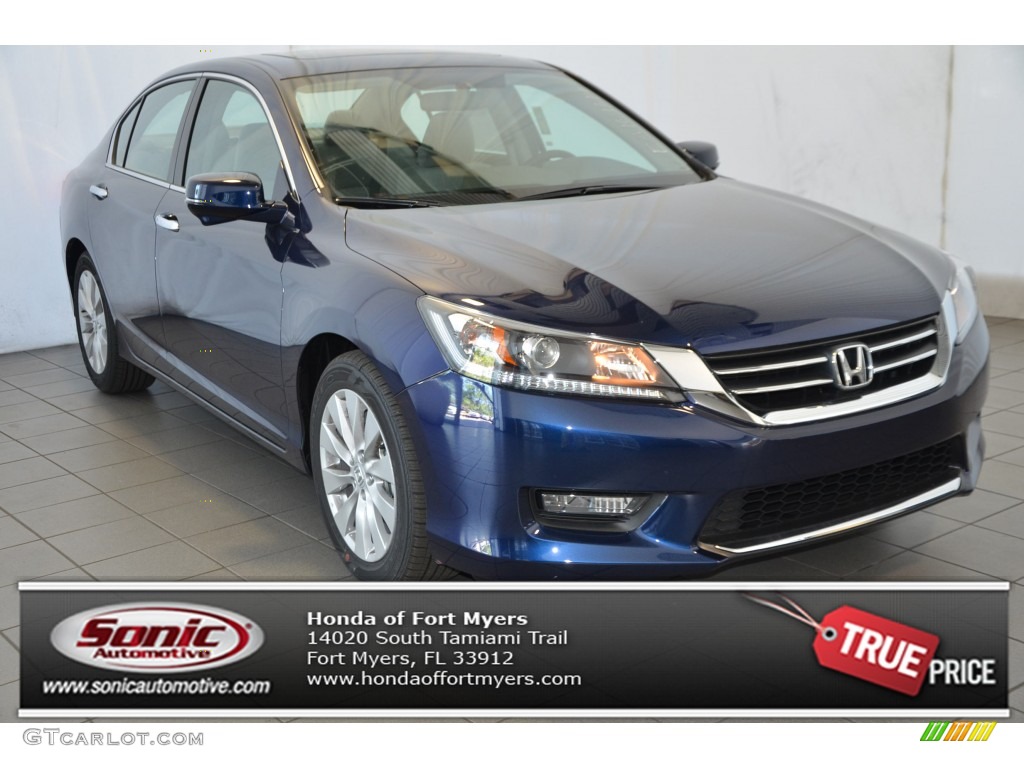 2014 Accord EX Sedan - Obsidian Blue Pearl / Gray photo #1