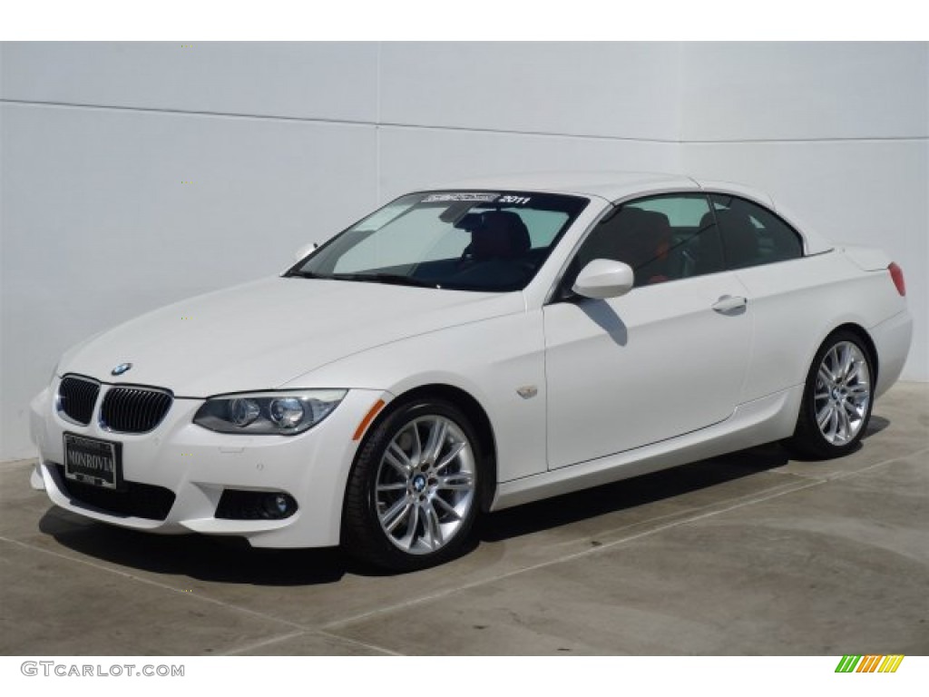 2011 3 Series 335i Convertible - Mineral White Metallic / Coral Red/Black Dakota Leather photo #8