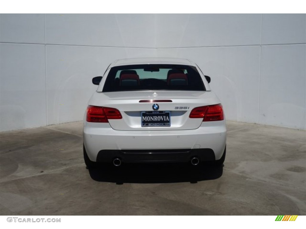 2011 3 Series 335i Convertible - Mineral White Metallic / Coral Red/Black Dakota Leather photo #9