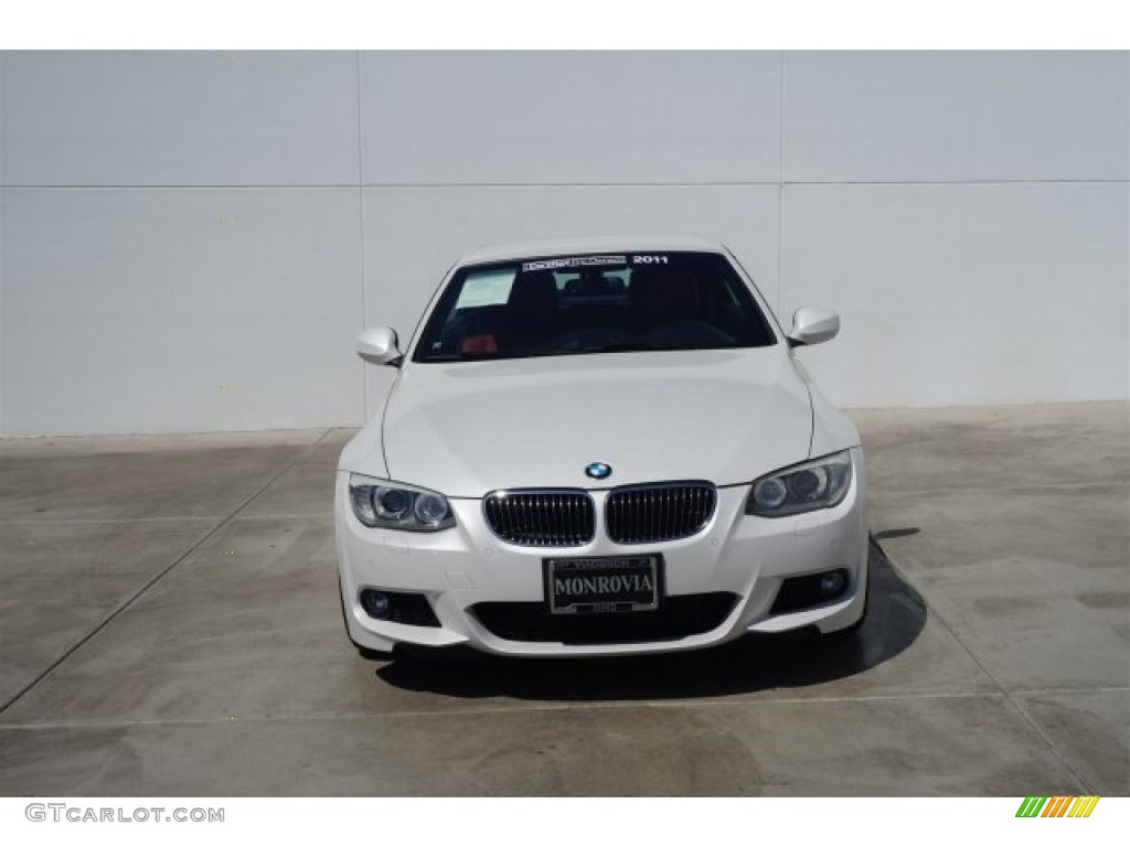 2011 3 Series 335i Convertible - Mineral White Metallic / Coral Red/Black Dakota Leather photo #10