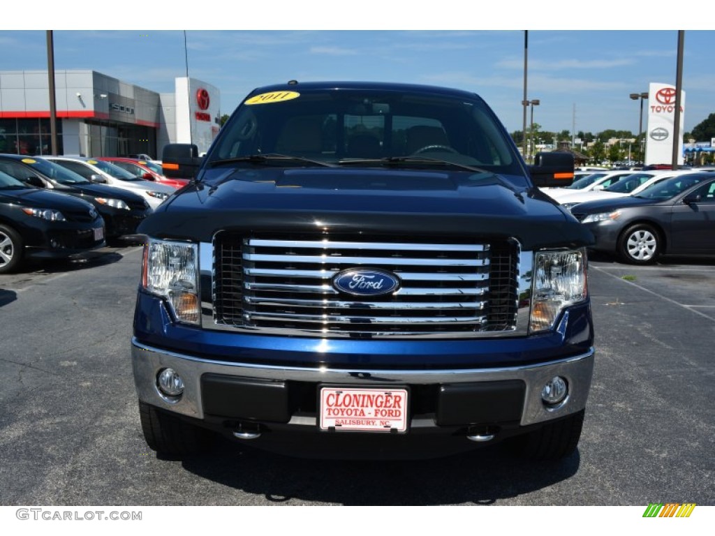2011 F150 XLT SuperCab 4x4 - Dark Blue Pearl Metallic / Pale Adobe photo #7