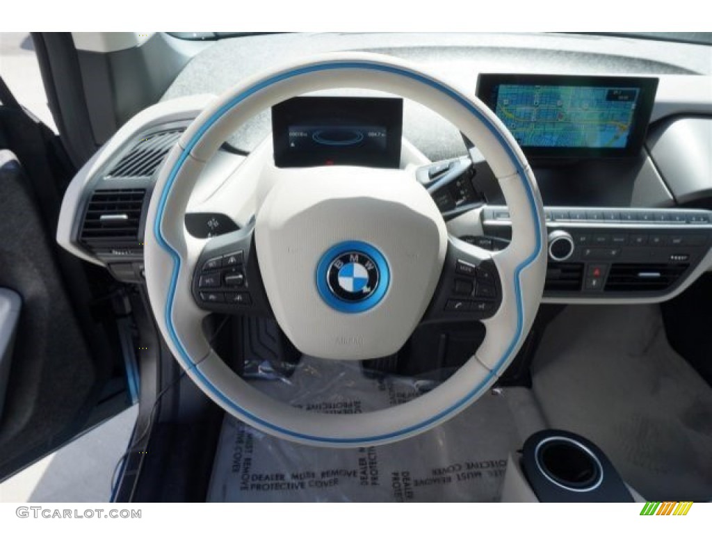 2014 BMW i3 with Range Extender Mega Carum Spice Grey Sensatec/Carum Spice Grey Cloth Steering Wheel Photo #96935617