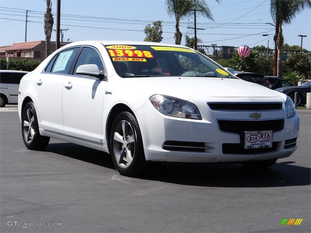 2009 Malibu Hybrid Sedan - Summit White / Titanium photo #1