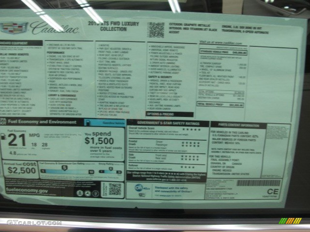 2015 Cadillac XTS Luxury Sedan Window Sticker Photo #96948772