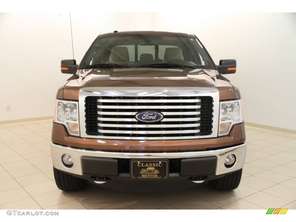 2012 F150 XLT SuperCab 4x4 - Golden Bronze Metallic / Pale Adobe photo #2