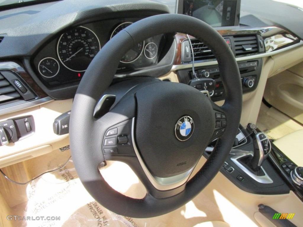 2015 BMW 4 Series 428i xDrive Coupe Venetian Beige Steering Wheel Photo #96962169