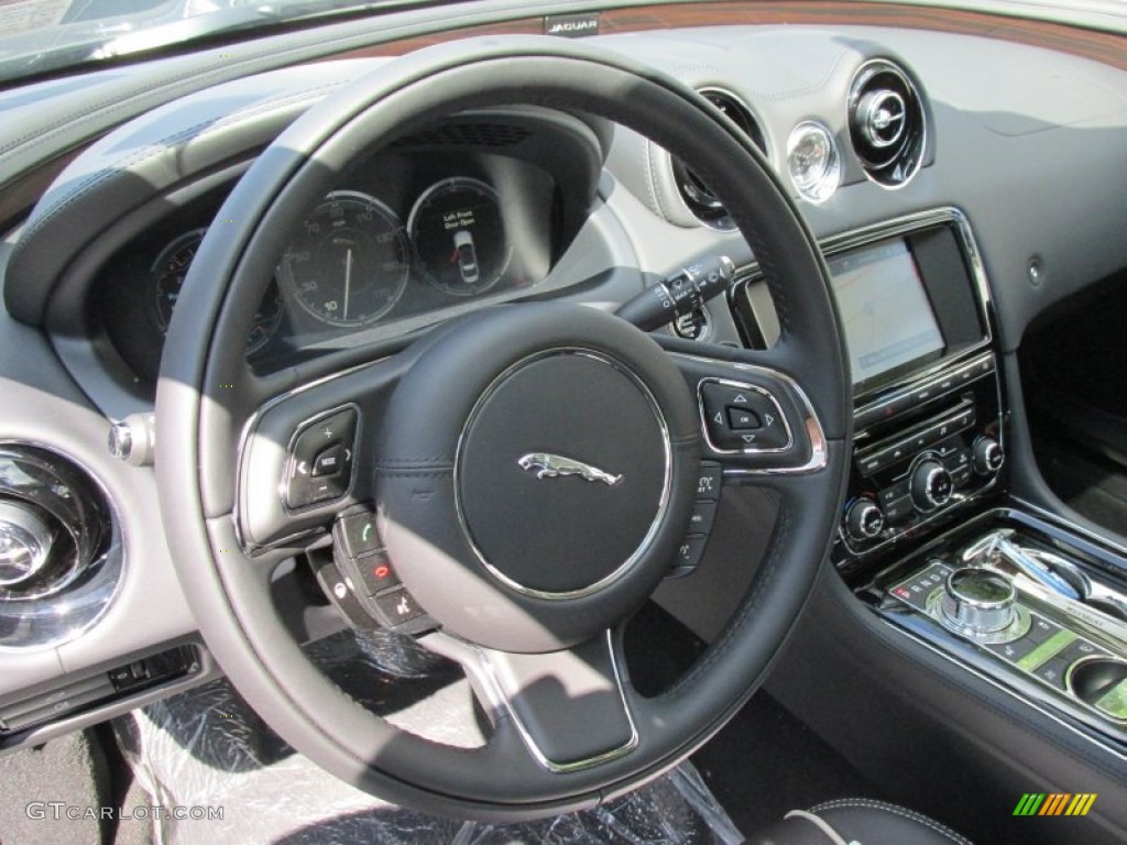 2015 Jaguar XJ XJL Portfolio AWD Jet/Jet Steering Wheel Photo #96962625