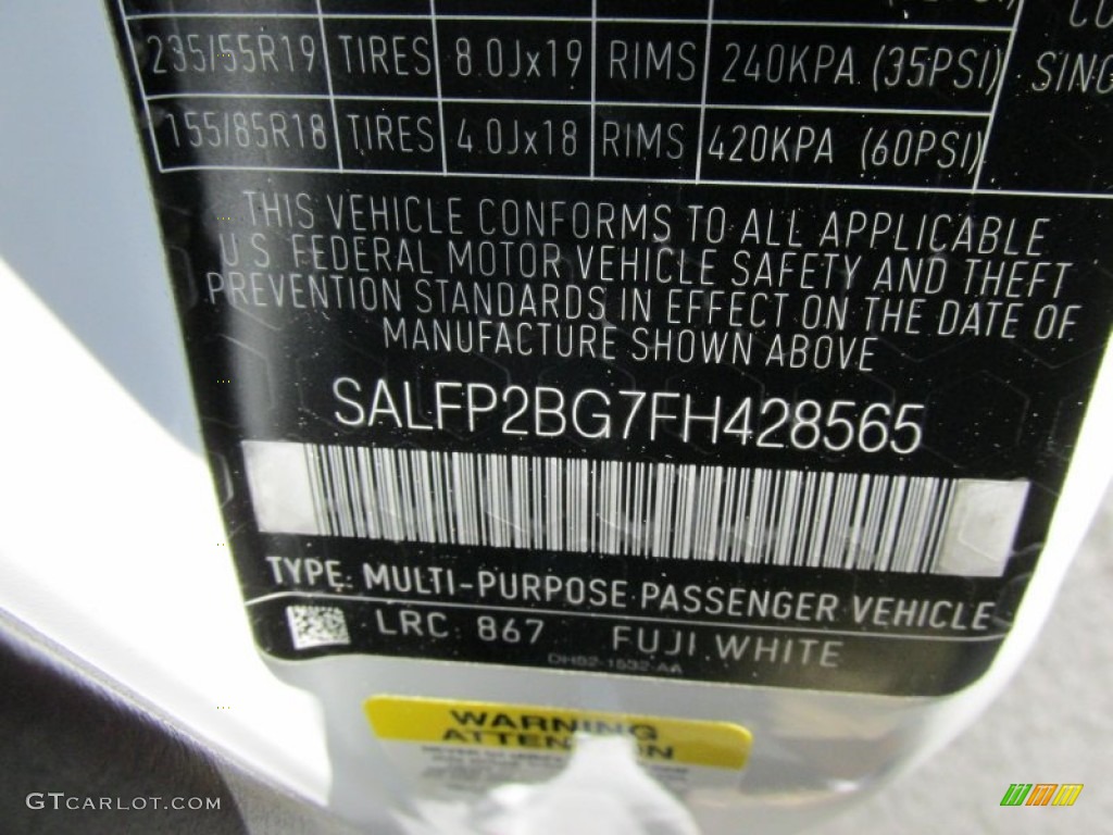 2015 LR2 Color Code 867 for Fuji White Photo #96963315