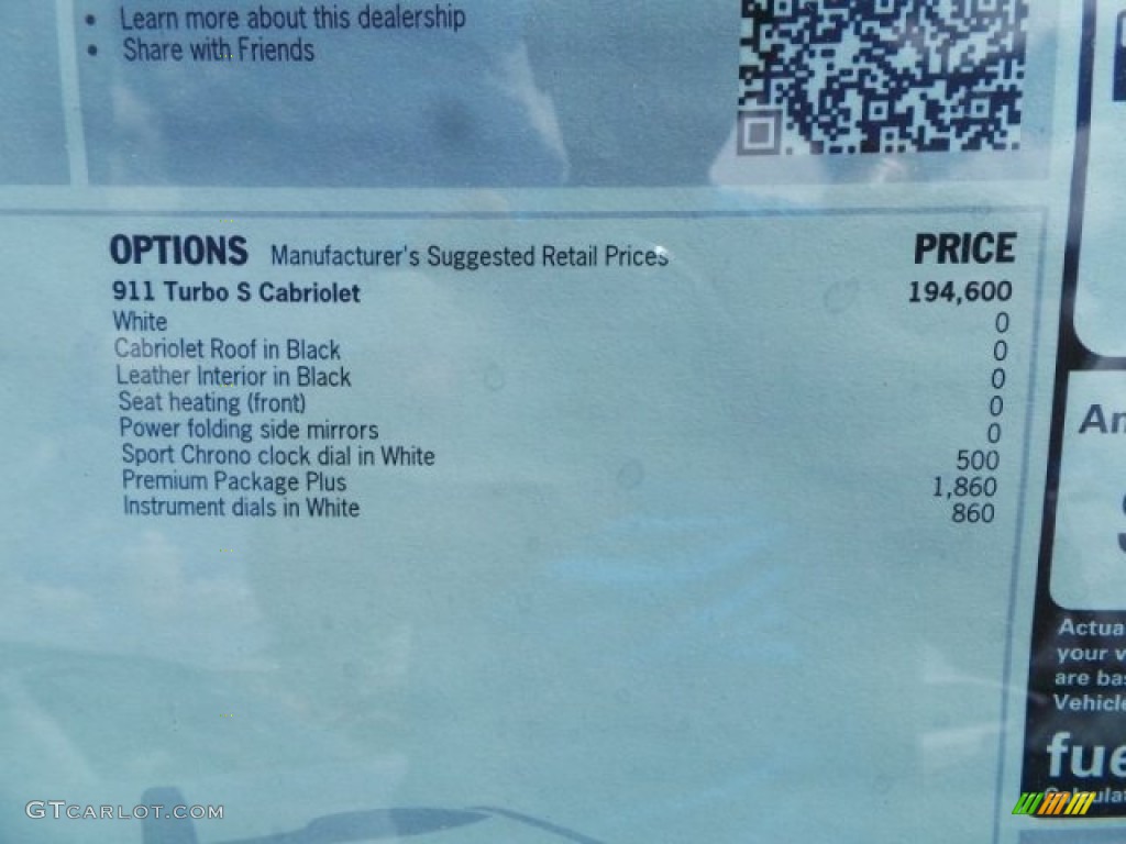 2015 Porsche 911 Turbo S Cabriolet Window Sticker Photo #96986253