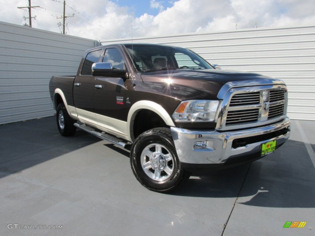 2010 Ram 2500 Laramie Crew Cab 4x4 - Rugged Brown Pearl / Light Pebble Beige/Bark Brown photo #2