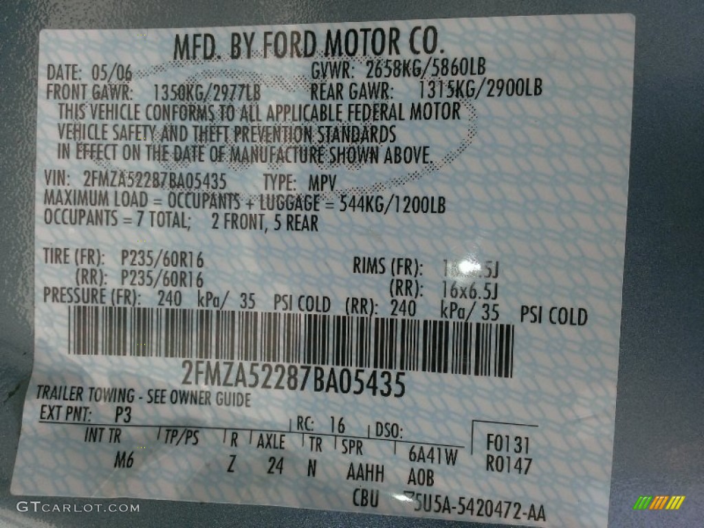 2007 Freestar SEL - Windveil Blue Metallic / Flint Gray photo #25