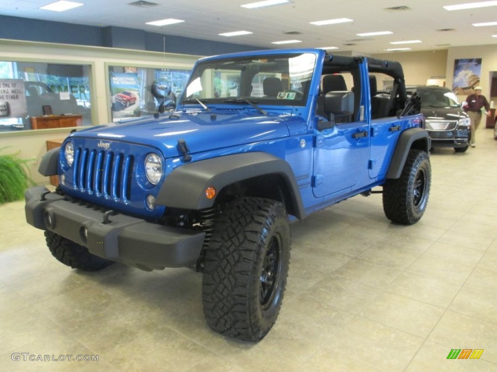 Hydro Blue Pearl 2015 Jeep Wrangler Unlimited Sport 4x4 Exterior Photo #97011057