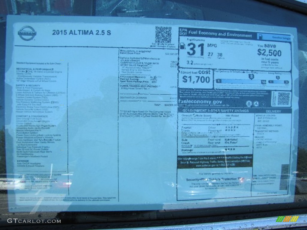 2015 Altima 2.5 S - Storm Blue / Beige photo #11