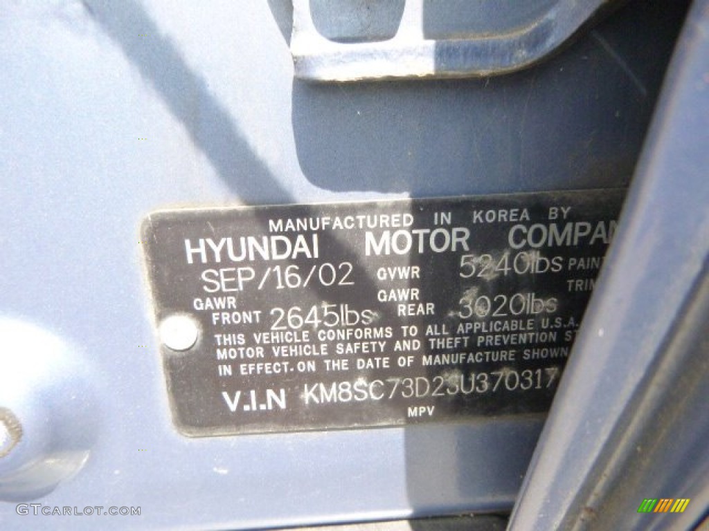 2003 Santa Fe GLS 4WD - Crystal Blue / Gray photo #15